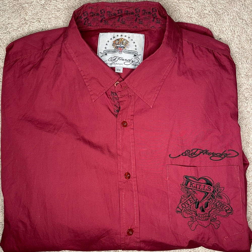 vintage ed hardy button up